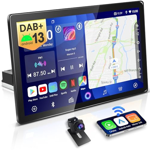 PORMIDO autoradio mit Bildschirm:11,8 Zoll 2K Touch Display mit DAB+ Wireless Apple CarPlay & Android Auto 1din Radio 8-Core 4GB+64GB Android 13 Navi WiFi Bluetooth Rückfahrkamera for Auto-Upgrade