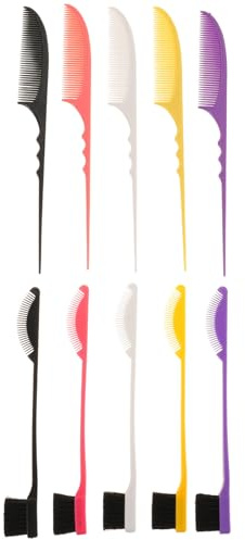 TOPBATHY Set da 5 Paia di Spazzole a Doppia Estremità e Pettini in Plastica a Coda di Topo per Bordi Chioma e Sopracciglia Pettini per Styling e Cotonatura Resistenti e Delicati per Uso