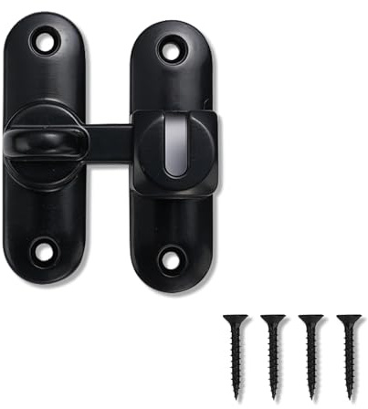 fKiZanthene Verrou porte coulissante noir en alliage de zinc, loquet porte interieure pour porte et fenêtre, fermeture simple pour salle de bain chambre et porte intérieure