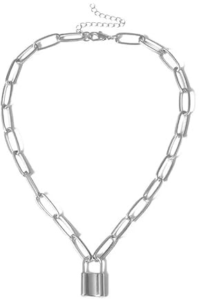 LYGXWJFC Neue Punk-Halsketten mit Schlossanhänger für Frauen, goldfarben, Hohle Kette, Persönlichkeit, weiblicher Halsschmuck, Gothic-Halsdekoration, Schloss-Halskette für Frauen,