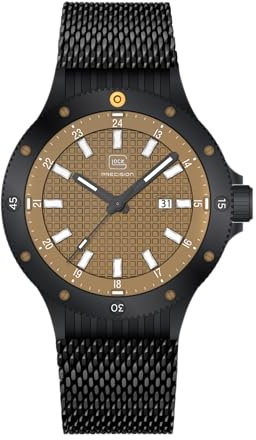 GLOCK Orologio da uomo al quarzo | cassa da 44 mm | orologio da polso con cassa in acciaio inossidabile nero | quadrante Coyotem | cinturino in maglia nera | 10ATM | GW-33-5-24