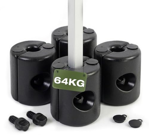 Sekey Pavillon Gewichte 4er Set – bis 64 kg Wasser- & sandbefüllbar, Wetterfestes HDPE, Eigentgewicht 3,5 kg, Standfüße für Pavillon, Gartenzelt & Party, Einfache Montage, Maximale Stabilität