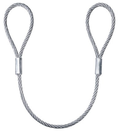 Braun 8112D2SS Wire Rope 1500 kg Load with 2 Loops 12 mm Diameter 2 m