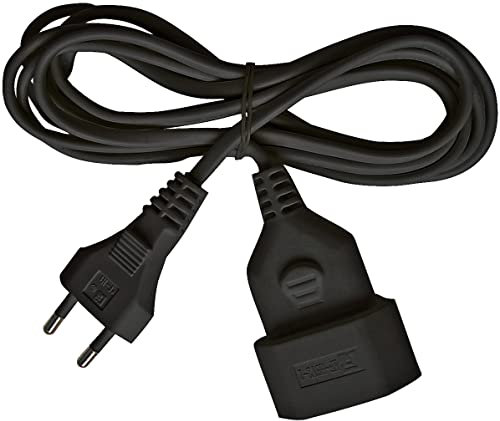 Brennenstuhl Cable alargador de plástico (Cable alargador para Uso en Interiores, Cable de 5m, con Enchufe Euro y Acoplamiento) Negro