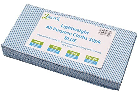 2Work Lightweight All-Purpose Cloth 600x300mm Blue (Pack of 50) CPD00634