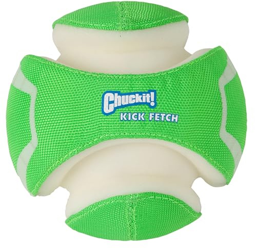 Chuckit Max Glow Kick Fetch , Small | Strapazierfähiges Gummi und Schaumstoff, leuchtet im Dunkeln, schwimmt im Wasser, einfaches Aufnehmen, zufällige Sprungkraft