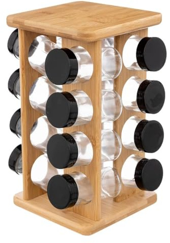 Paris Prix Five Simply Smart - Présentoir à Epices Rotatif 16 Pots 28cm Bambou