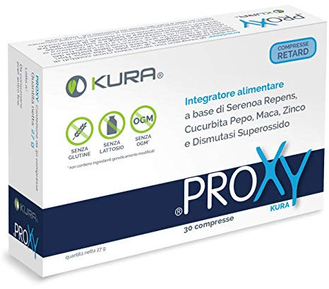 PROXY, integratore alimentare per il benessere della prostata a base di Serenoa Repens, Zucca, Maca, Zinco, SOD e Probiotici – 30 compresse – senza glutine, senza lattosio