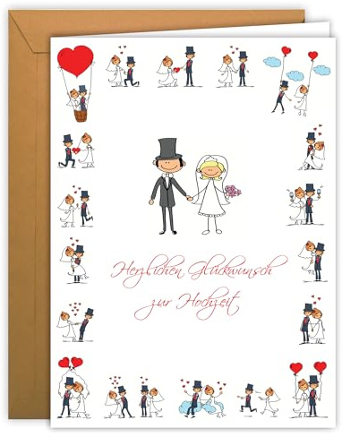 Edition Colibri LUSTIGE Hochzeitskarte: Große Glückwunschkarte zur Hochzeit im XL-DIN-A4-Format mit Umschlag (10686)