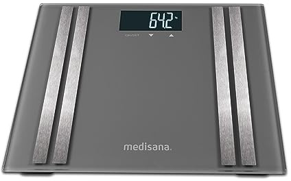 medisana BS 476 digitale Körperanalysewaage, Personenwaage, Körperfettwaage, Messung von Körperfett, Körperwasser, Muskelmasse & Knochengewicht, Bis 180 kg, Silber