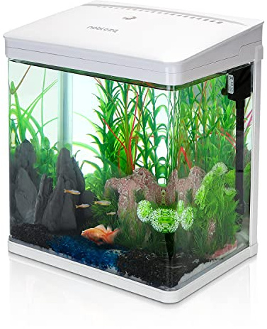 Nobleza - Nano-Fischtank-Aquarium mit LED-Leuchten & Filtersystem, tropischeAquarien, 14 Liter, Weiß