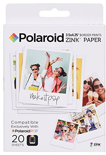 Polaroid 3,5 x 4,25 (8x10 cm) Premium Zink Fotopapier mit Rahmendruck (20 Blatt) - Kompatibel Pop Sofortbildkamera