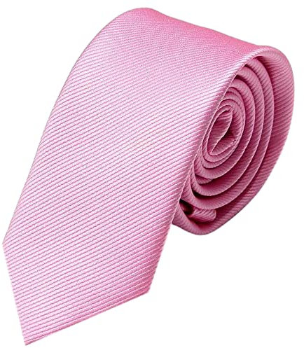 GASSANI Hell-Rosa Streifen-Krawatte 8cm Breite, Einfarbig Rippen Gestreift, Rips Herrenkrawatte Anzug-Schlips Binder Uni Farben, Feine Streifen