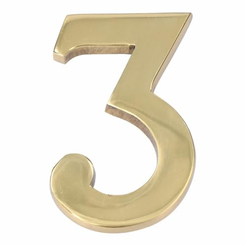EDM NUMERO 3 LATON PULIDO 10CM FIJACION INVISIBLE