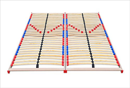 ECOFORM – Lattenrost mit Härtegradregulierung 180x200 Holz Bettrahmen + BEWEGLICH-ELASTISCHEN Duo-Kappen – Rahmen aus Holz - Ökologische Verpackung – Direkt vom Hersteller