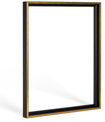 Bildershop-24 Schattenfugenrahmen mit Schattenfuge Lemgo Rahmen für Keilrahmenbilder und Leinwände 80 X 100cm Schwarz Goldglanz Antik