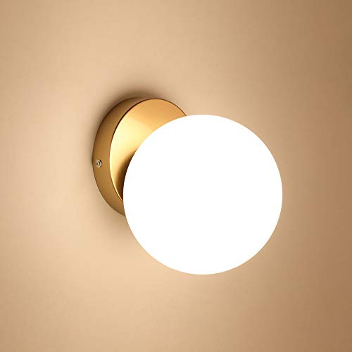 Goeco Lampada da Parete Interno, Moderno Applique Dia. 15cm, Lampada a Muro Creative Palla di vetro E27 lampadina NON contiene, per Camera da letto, Soggiorno