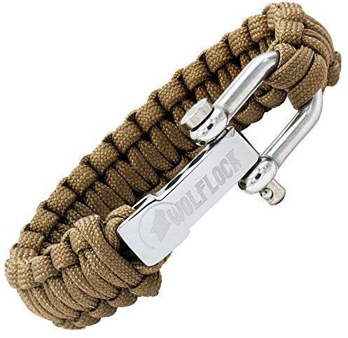 Wolflock Premium Paracord pulsera para hombres – trenzado a mano con cierre de acero inoxidable, 24 centimeters, Nailon