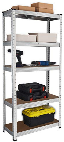 Direct Online Houseware House of Home Garage Shelving Unit 5 Tier Anti Mould Heavy Duty Metal Storage Rack, Steel Racking for Garage, Shed and Workshop, 70 x 30 x 150 cm