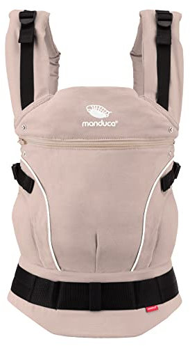 manduca First Babytrage - Verstellbarer und vielseitiger Tragesitz für Babys und Kleinkinder (3,5-20 kg) - Babytrage mit Front-, Hüft- und Rückentragefunktion ,Powder/apricot