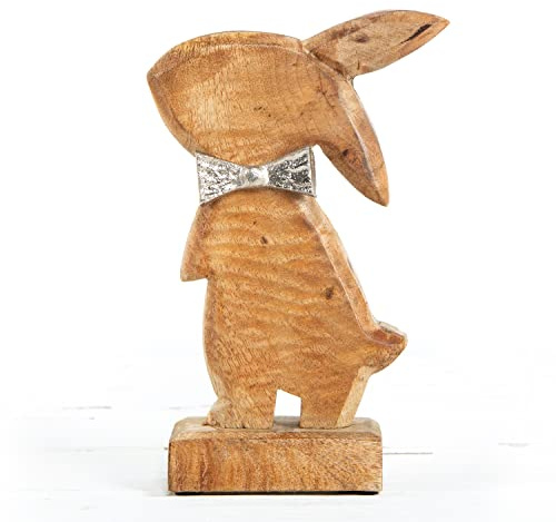 Logbuch-Verlag Hare träfigur 23 cm påskhare present påskdekoration trähare för att ställa upp