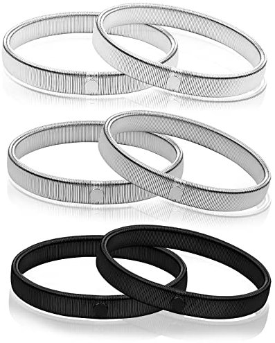 3 Paar Hemd Ärmelhalter Herren Anti Rutsch Hemd Hülsenhalter Metall Erweiterbar Stretch Sleeve Holders zum Fixieren von Langen Ärmeln für Männer Frauen, Schwarz, Silber, Weißes Gold
