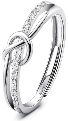 MILACOLATO Bague Argent Femme Bagues Réglables Pour Femmes Cubique Zircone Ouvert Réglable Promesse Amour Anneaux De Fiançailles Anniversaire Alliance Bande De Mariage Bijoux