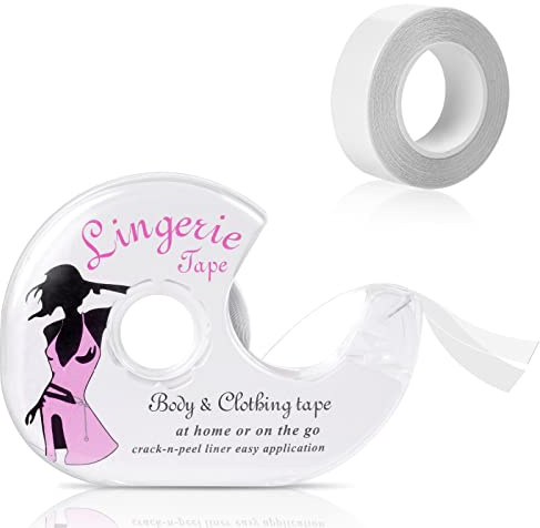 flintronic Doppelseitiges Mode Klebeband - Garment Tape fürBH, Abendkleider | & Hemden - 1.6 X 500CM (2 Rollen)
