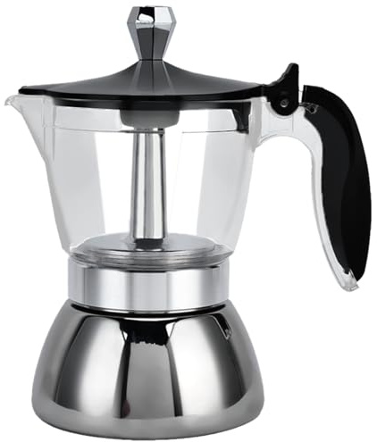 Esso Spishäll Modern Klar Perkolator Rostfritt Stål Italienskt Glas 4 Koppar Rostfritt Stål Kaffebryggare Spishäll Moka Pot Kaffebryggare Kökstillbehör