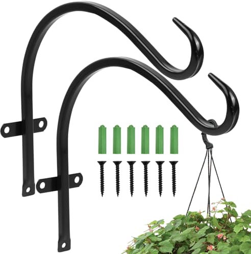 2 supporti per piante sospesi, ganci da parete in ferro, con 6 viti, ganci per piante per interni ed esterni, ganci per campanelli eolici, mangiatoia per uccelli, fioriere, lanterne