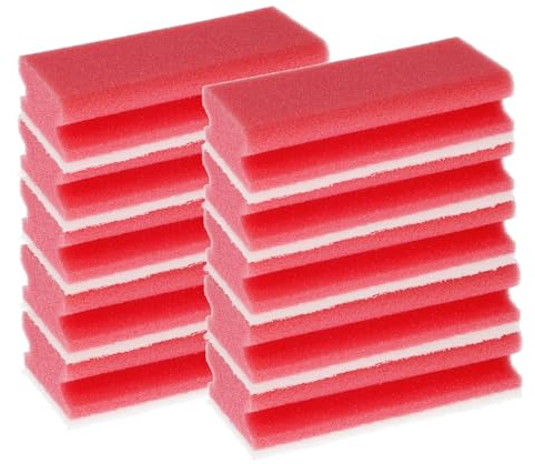 FixedByU XL Reinigungsschwamm kratzfrei aus Viskose mit weichem Vlies, ohne Scheuermittel | großer Schwamm: 15x7x4,5cm handschonende Griffrille | Putzschwamm für Küche, Wohnung, Bad und WC 10x pink