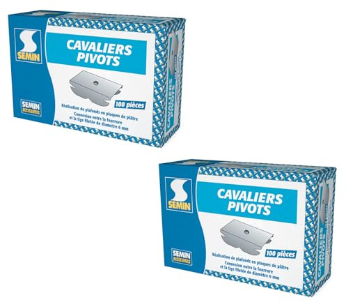 SEMIN Cavaliers Pivots – Bride de Fourrure pour Faux Plafond Plaques de Plâtre – 2 Boîtes de 100 Pièces – Acier Galvanisé Haute Résistance – Compatible Fourrures 45 & 47 – Fixation Tige Filetée