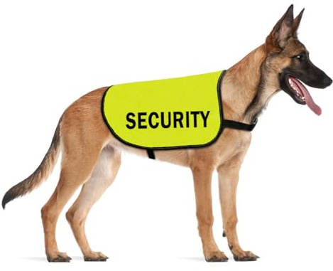 CENWA Sicherheits-Hundejacke, Warnweste für Hunde, Sicherheitsweste mit Slogan (Sicherheit L)