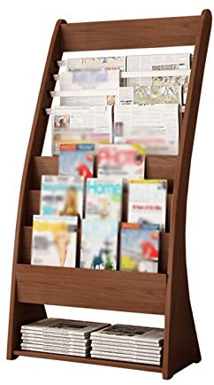 GLigeT Prospektständer Zeitungsständer, Büro, Zeitschriftenständer, Werbeständer, Bücherregal, Informationsständer aus Holz, Walnussfarbe zeitschriftenständer