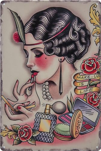 LuckyLinde 30 x 20 cm Targa in metallo retrò – Barber Shop Vintage – Targa decorativa per barbiere, barbiere, coiffeuer, parrucchiere e casa