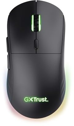 GXTrust Redex+ Gaming Maus Kabellos 25K DPI 2.4GHz Kailh-Schalter, Schwarz | 94 Stunden Akkulaufzeit, 6 Programmierbare Tasten, RGB Wiederaufladbar, Laptop Computer