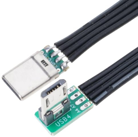 Mllepjdh Câble plat fin USB type C coudé à 90 degrés vers micro USB pour données et chargement