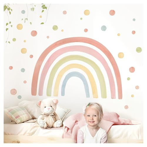 Little Deco Wandtattoo Regenbogen mit Punkten rot grün gelb DL5084 XL