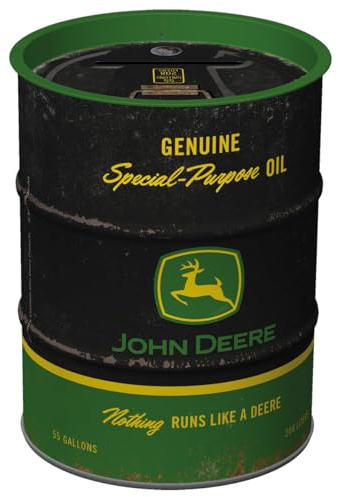 Nostalgic-Art Retro Spardose, 600 ml, John Deere – Special-Purpose Oil Black – Geschenk-Idee für Traktor-Fans, Original Lizenzprodukt (OLP), Sparschwein aus Metall, Vintage Blech-Sparbüchse | Original John Deere Lizenzprodukt (OLP), Sparschwein aus Metall, Vintage Blech-Sparbüchse, Geschenk-Idee für Traktor-Fans
