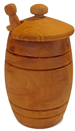 Elixir Herbs & Spices Pot à miel grec en bois d'olivier de qualité supérieure - Design unique - Produit naturel 208