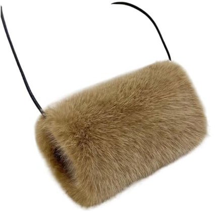 yuwqqoajv Eleganter Fuzzy Armwärmer aus Kunstfell, pelziger Muff, Tasche, Plüsch Kunstfell Muff, Handwärmer für Damen, Armstulpen, C