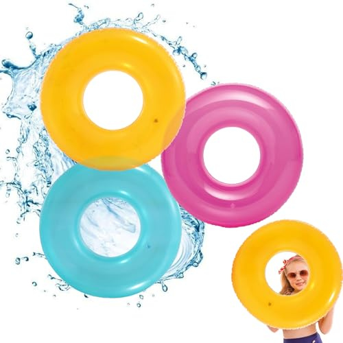 3 Stk Schwimmring Aufblasbar Transparent Schwimmring, 30 (76cm) Tube Toy Aufblasbarer Schwimmreifen Floats Wasser für 6–12 Jahren Erwachsene Kinder Sommer Pool Strandparty Wasseraktivitäten Kids-3P-2
