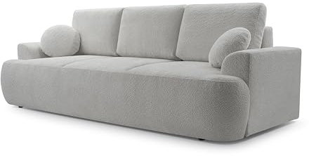 FurniShop24 Sofa mit Schlaffunktion und Bettkasten – Gemütliches Couch 248x110 cm mit Bequemen Kissen und Modernem Design Grau