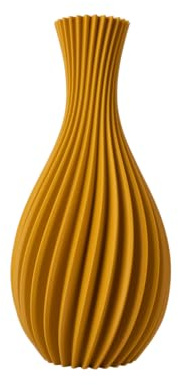 Slimprint Vase ROSA, Ockergelb, D19 x H40 cm, Dekorative Spiralvase für Trockenblumen, Recycelter Biokunststoff