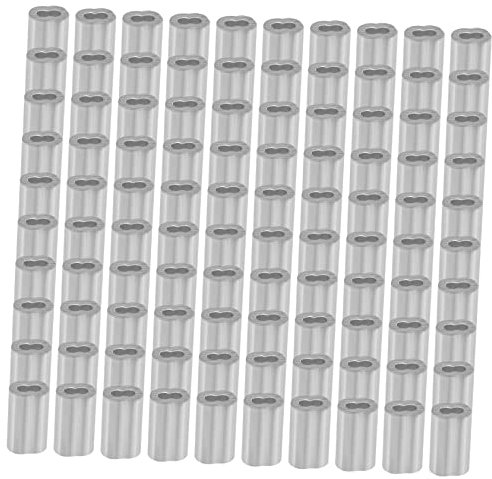 MAGICLULU 100Stücke Aluminium Crimp Loop Hüllen Für Drahtseilbeschläge Doppel Förmige Aluminiumhülsen Für Stabile Bauwesen Outdoor Anwendungen