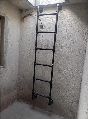 SAFWELAU Metallschrittaufstiegsleiter Stufenleiter Schmiedeeiserne Dachbodenleiter für Hochbett, Tragbare Bootsleiter Zur Ausstattung gehören: Belastbar mit 150 kg(100cm/39 in)