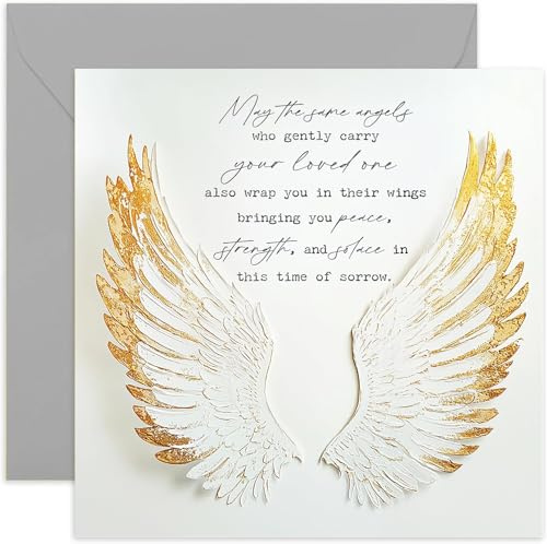 Tarjetas de condolencias, alas de ángel, poema sincero, pensando en ti para mujeres y hombres, regalos de duelo por la pérdida de papá, mamá, hermana, hermano, marido, esposa, regalo conmemorativo