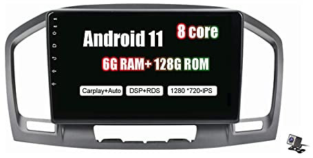 Generico Radio de coche Android 11 para Opel Insignia 2008 – 2013, pantalla táctil de 9 pulgadas, radio GPS, Bluetooth, FM RDS, controles de volante, DSP, OBD2, sistema de navegación DAB+