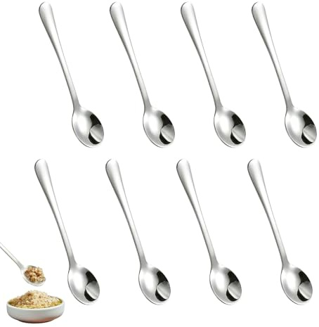 8 Piezas Mini Cucharas de Acero Inoxidable para Tarros de Especias,Cucharas de Postre 7.5cm,Cucharillas Postre,Cucharillas Cafe para Latte macchiato,para Especias,Miel,Sal,Café,Apto para Lavavajillas