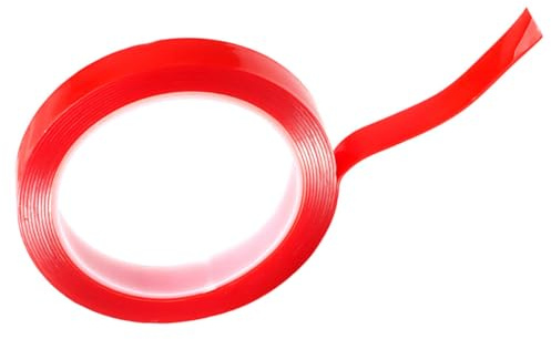 PartyKindom 1 Roll Heavy Duty Double Sided Tape Red Adhesive Tape for Crafts Outdoor Use No Traces Sticker Easy to Handle Multi Use for Daily Situations